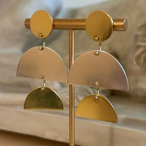 Madewell Gold and Silver Mixed Metal Geometric Earrings